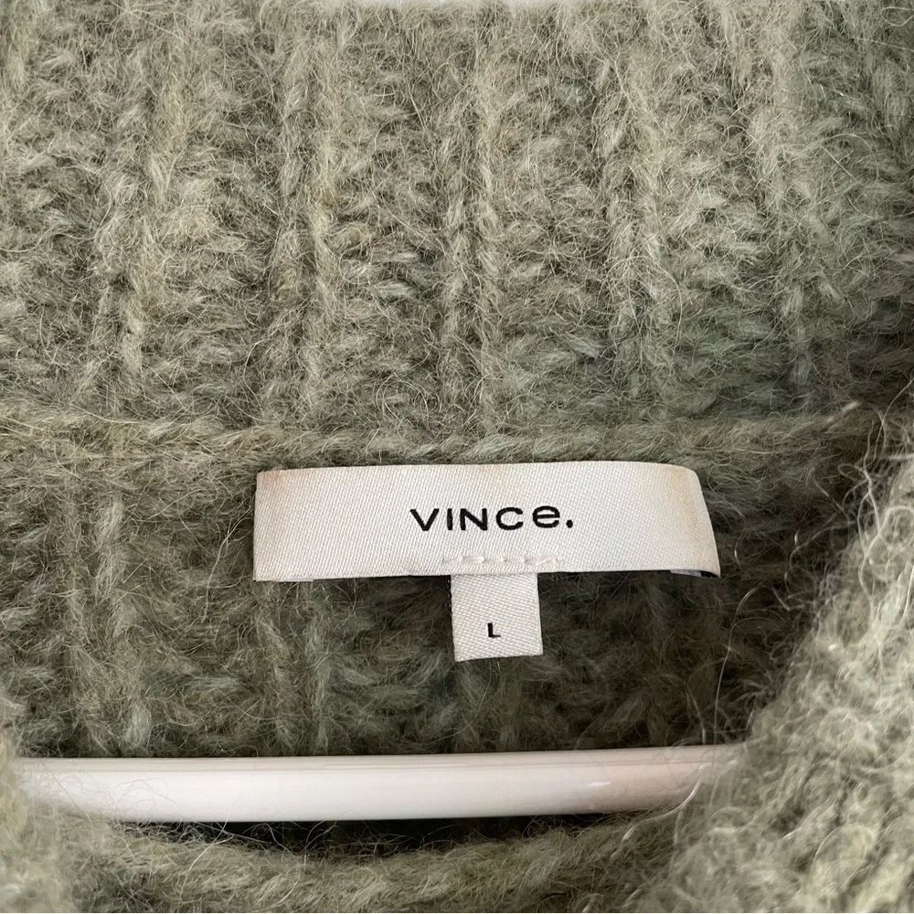 Vince - Marled Raglan Pullover in Jadeite Mohair Alpaca Blend Sweater Knit L